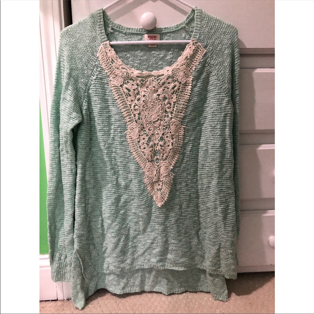 Mossimo blue sweater with lace